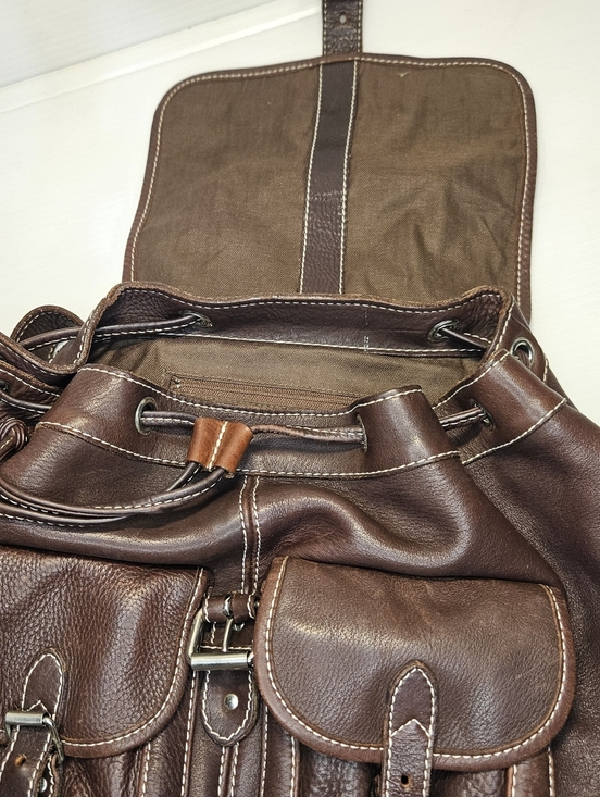 Vintage 90s J.Crew Brown Leather Backpack Purse – Minimalist Rucksack main image 9